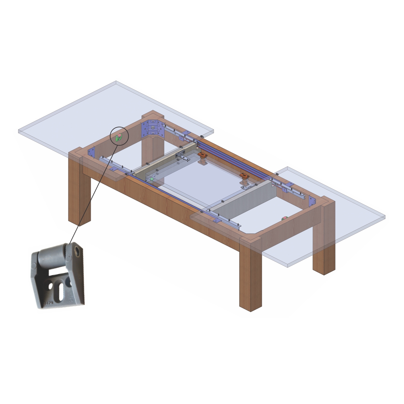 Klizni sistemi i okov za izradu stolova